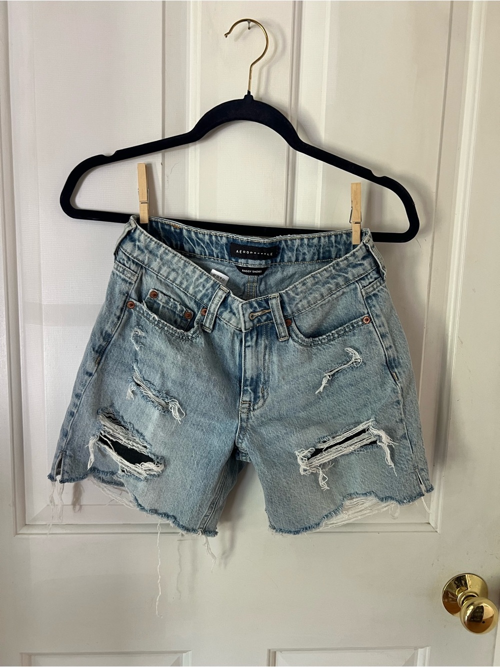 Aeropostale Light Blue Distressed Denim Jean Shorts